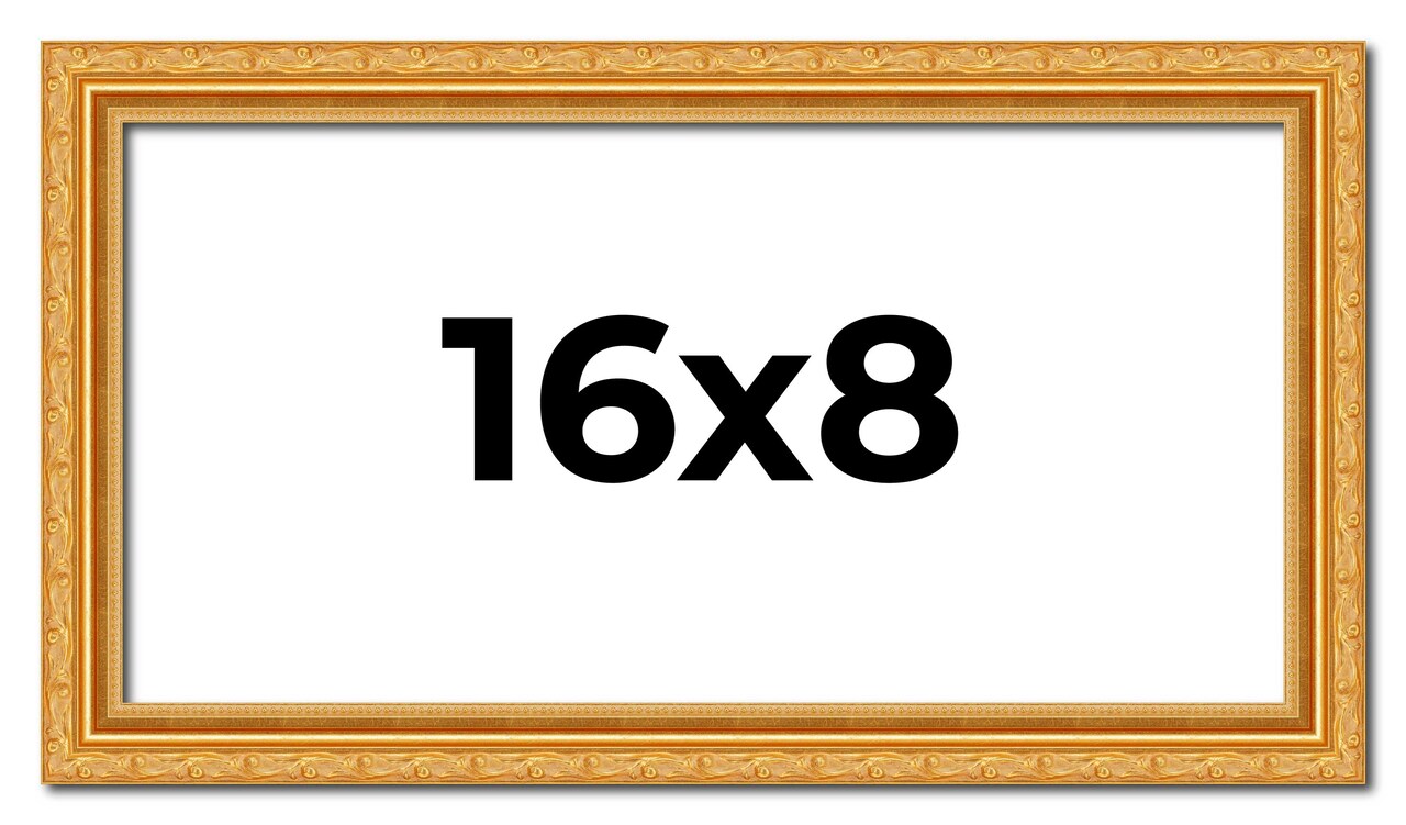 16x8 Solid Wood Antique Picture Frame with UV-Resistant Acrylic & Acid-Free Backing, Available in 4 Finishes: Bronze, Gold, Silver, and Gold with Black
